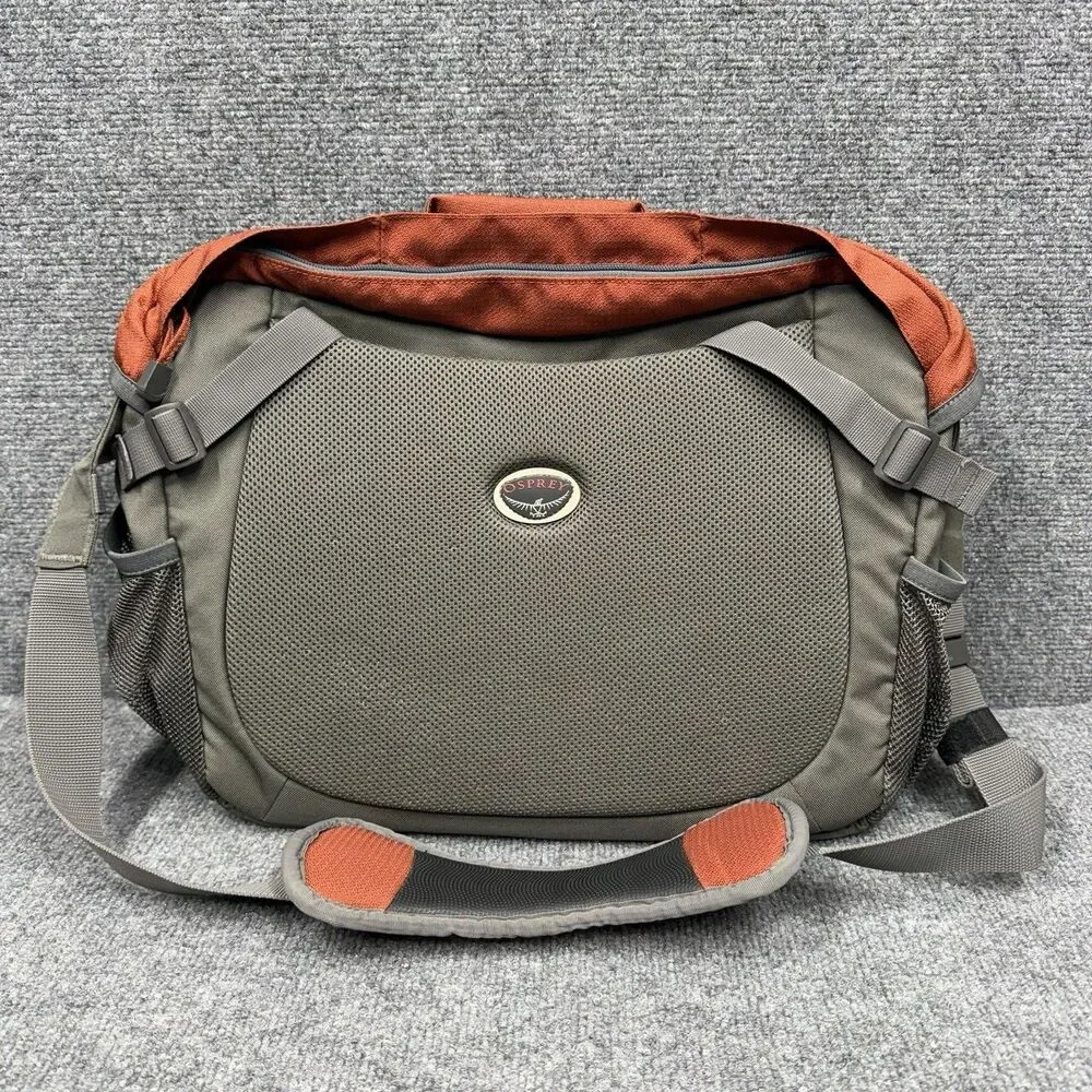 E1 OSPREY Elroy Messenger Bag Cargo Pockets Sipper Side Laptop Burnt Orange Gray